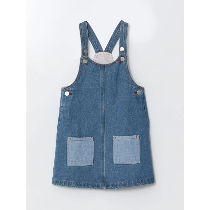 LCW Kids İNDİGO Cepli Kız Çocuk Jean Elbise