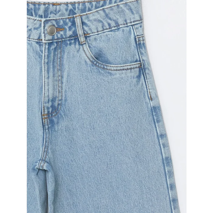 LCW Kids MAVİ Beli Ayarlanabilir Lastikli Kız Çocuk Jean Pantolon