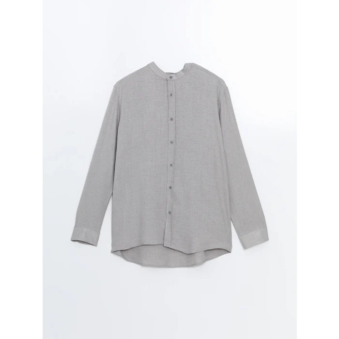 LCW Vision GRİ Regular Fit Uzun Kollu Keten Erkek Gömlek