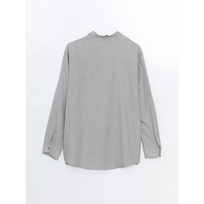 LCW Vision GRİ Regular Fit Uzun Kollu Keten Erkek Gömlek