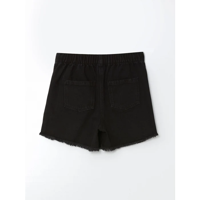 LCW Kids SİYAH Beli Lastikli Kız Çocuk Jean Şort Etek