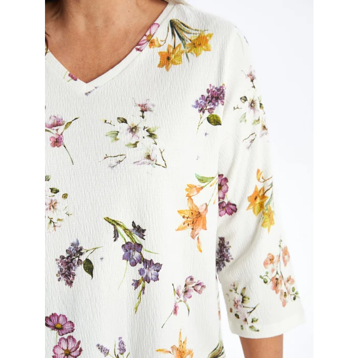 LCW Grace EKRU V Yaka Desenli Kadın Bluz