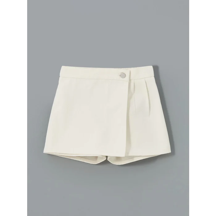 LCW Kids EKRU Beli Lastikli Basic Kız Çocuk Şort Etek