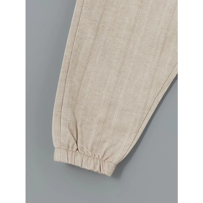 LCW baby EKRU Hakim Yaka Erkek Bebek Tişört ve Pantolon 2li