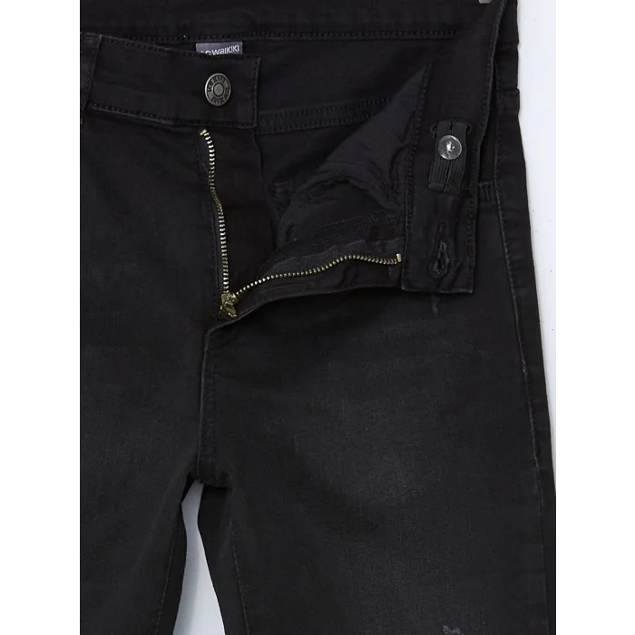 LCW Kids SİYAH Beli Ayarlanabilir Lastikli Erkek Çocuk Jean Pantolon