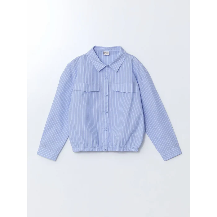 LCW Kids MAVİ Çizgili Kız Çocuk Gömlek