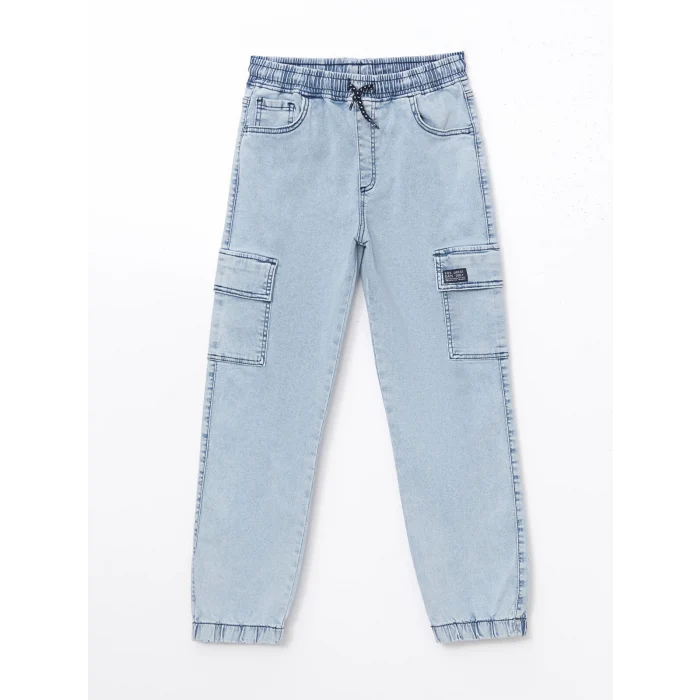 LCW Kids İNDİGO Beli Lastikli Erkek Çocuk Kargo Jean Pantolon
