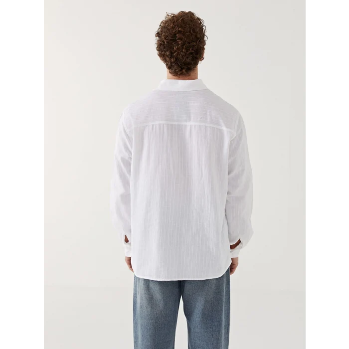 XSIDE BEYAZ Regular Fit Uzun Kollu Armürlü Erkek Gömlek