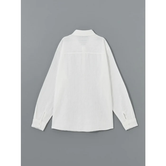 XSIDE BEYAZ Regular Fit Uzun Kollu Armürlü Erkek Gömlek