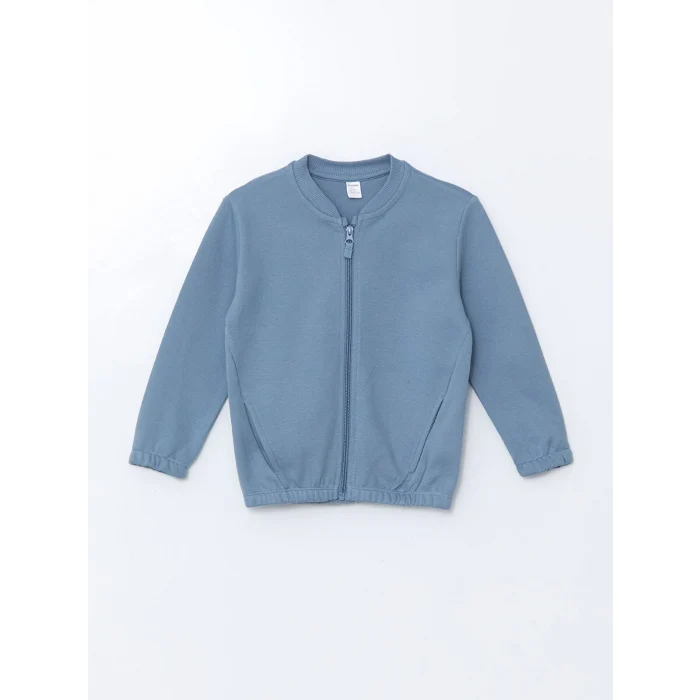 LCW Kids MAVİ Basic Erkek Çocuk Fermuarlı Sweatshirt