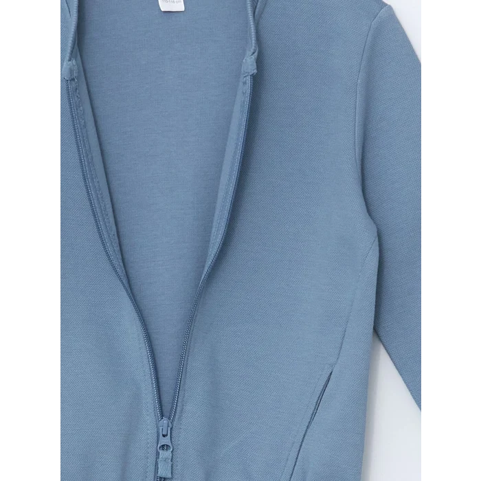 LCW Kids MAVİ Basic Erkek Çocuk Fermuarlı Sweatshirt