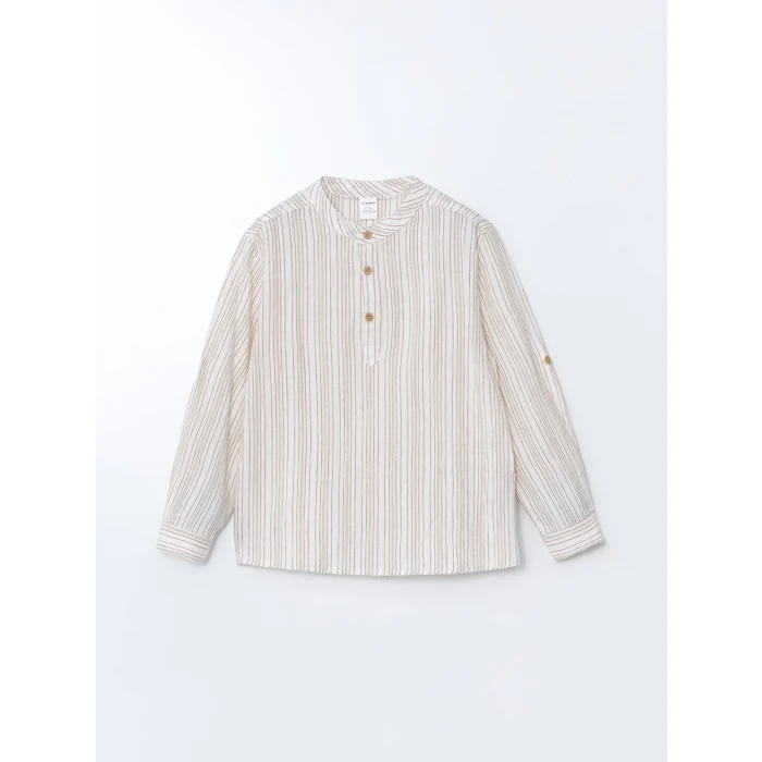 LCW Kids TURUNCU Hakim Yaka Çizgili Erkek Çocuk Gömlek
