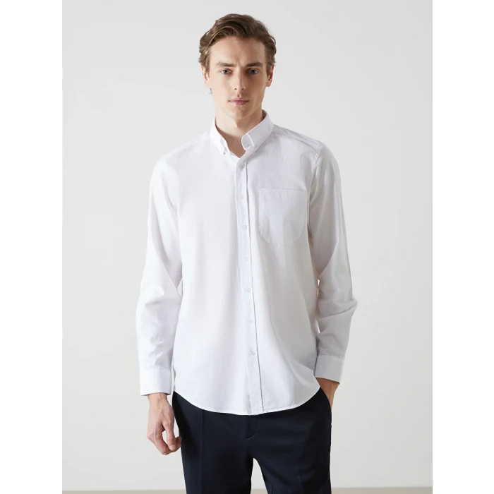 LCWAIKIKI Classic BEYAZ Regular Fit Uzun Kollu Oxford Erkek Gömlek