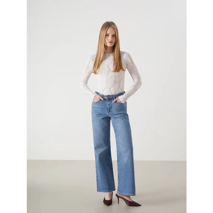 LCW Jeans İNDİGO Wideleg Kadın Jean Pantolon