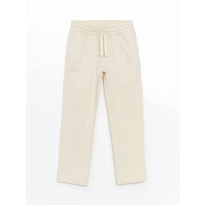 LCW Kids EKRU Beli Lastikli Keten Karışımlı Erkek Çocuk Pantolon