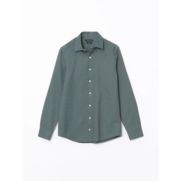 LCWAIKIKI Formal YEŞİL Slim Fit Uzun Kollu Armürlü Erkek Gömlek