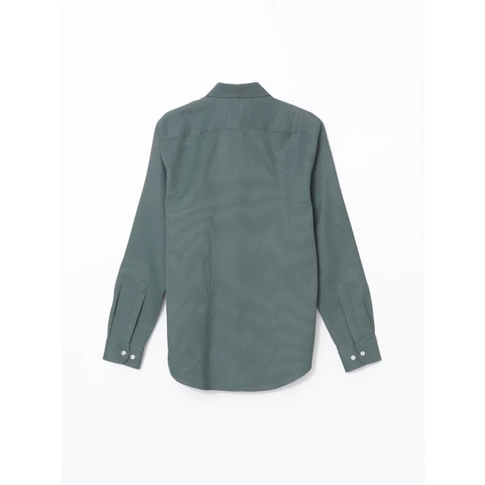 LCWAIKIKI Formal YEŞİL Slim Fit Uzun Kollu Armürlü Erkek Gömlek