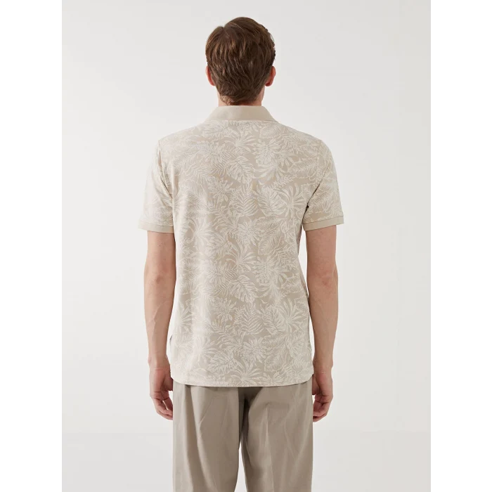 LCWAIKIKI Classic BEJ Polo Yaka Kısa Kollu Desenli Pike Erkek Tişört