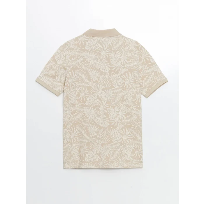 LCWAIKIKI Classic BEJ Polo Yaka Kısa Kollu Desenli Pike Erkek Tişört