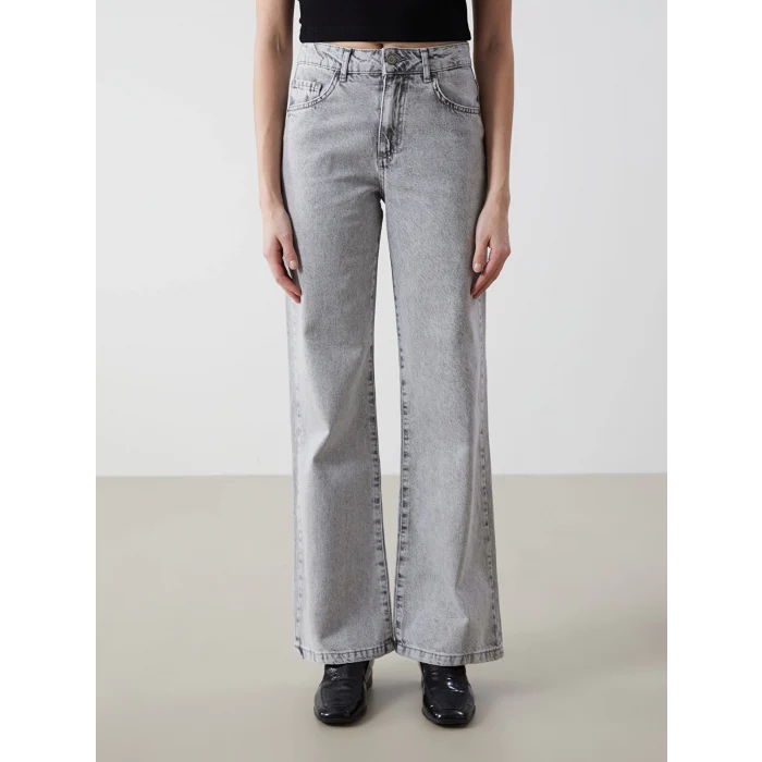 LCW Jeans GRİ Wideleg Kadın Jean Pantolon