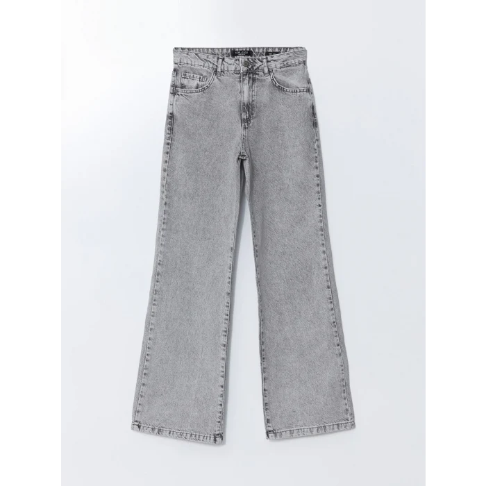 LCW Jeans GRİ Wideleg Kadın Jean Pantolon