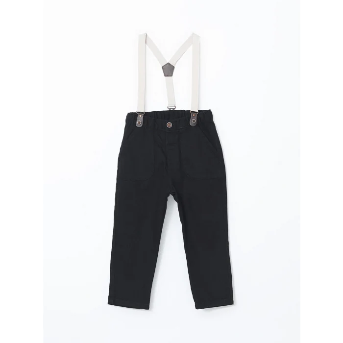 LCW Kids SİYAH Beli Lastikli Askılı Erkek Çocuk Pantolon
