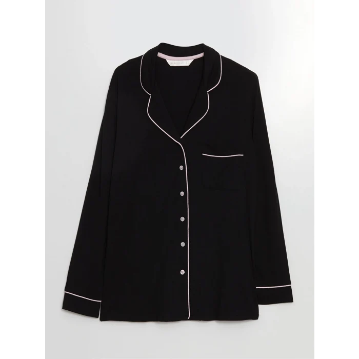 LCW DREAM SİYAH Gömlek Yaka Kadın Pijama Takımı