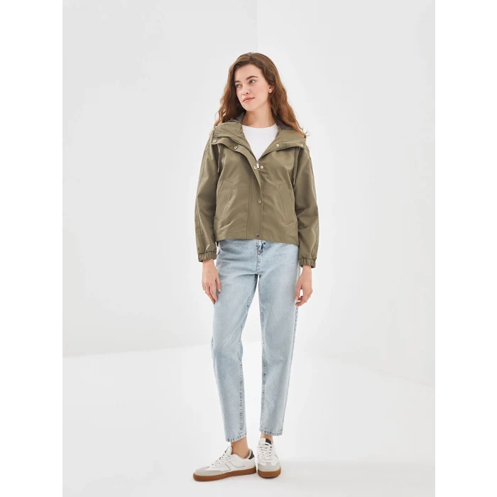 LCW Vision HAKİ Kapüşonlu Oversize Kadın Yağmurluk