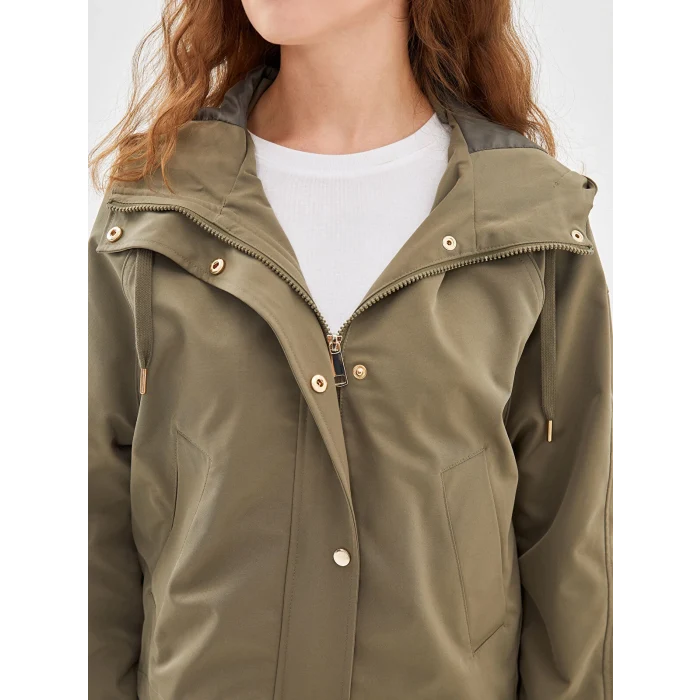 LCW Vision HAKİ Kapüşonlu Oversize Kadın Yağmurluk