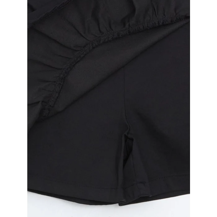 LCW Kids SİYAH Beli Lastikli Kız Çocuk Şort Etek