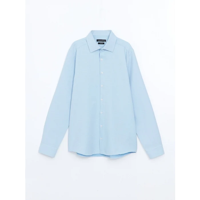 LCWAIKIKI Formal MAVİ Slim Fit Uzun Kollu Armürlü Erkek Gömlek