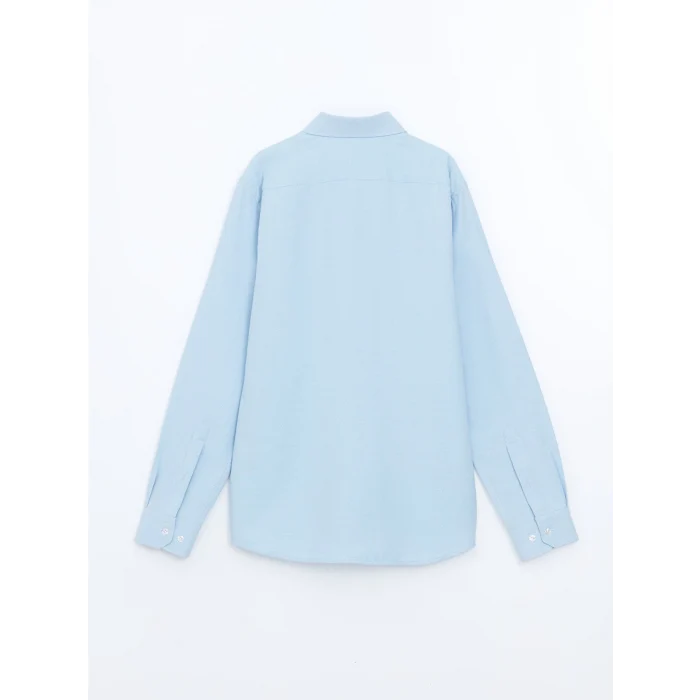 LCWAIKIKI Formal MAVİ Slim Fit Uzun Kollu Armürlü Erkek Gömlek