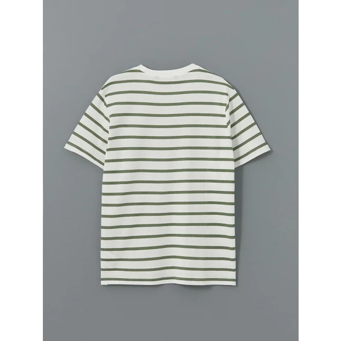 XSIDE YEŞİL Bisiklet Yaka Kısa Kollu Çizgili Penye Erkek Tişört