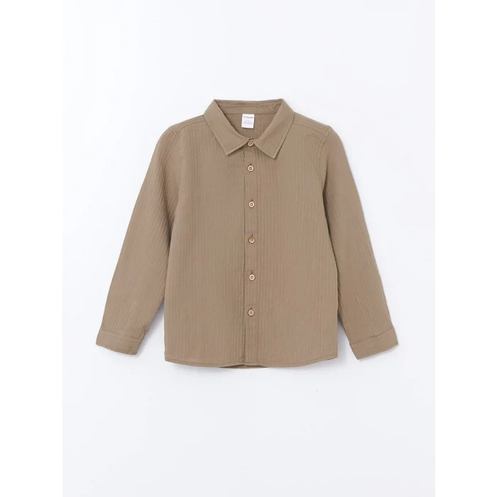 LCW Kids HAKİ Dokulu Krinkle Erkek Çocuk Gömlek