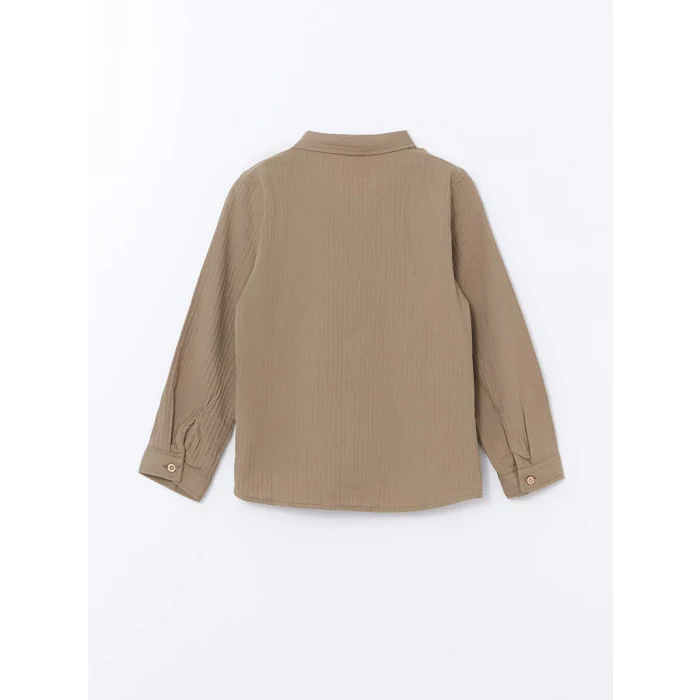 LCW Kids HAKİ Dokulu Krinkle Erkek Çocuk Gömlek