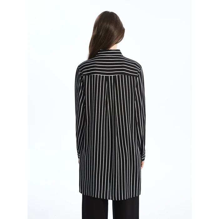 LCW Grace SİYAH Çizgili Poplin Kadın Gömlek Tunik