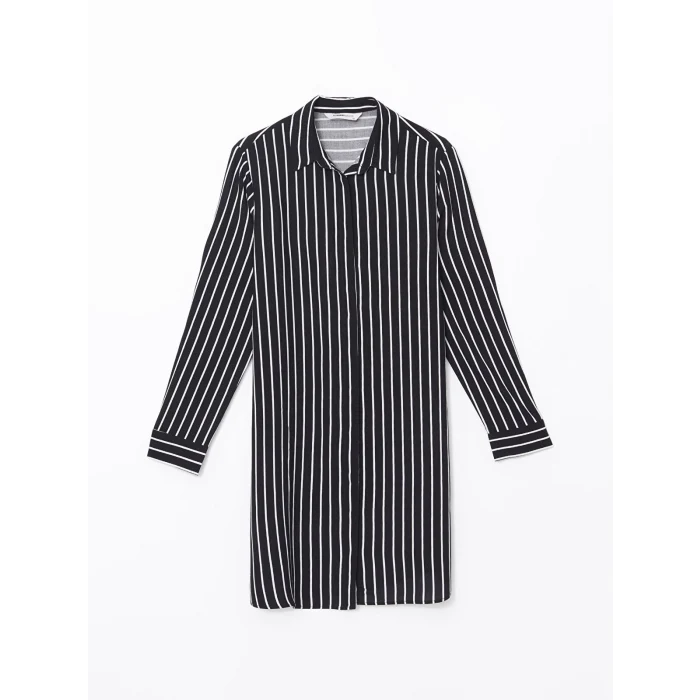 LCW Grace SİYAH Çizgili Poplin Kadın Gömlek Tunik