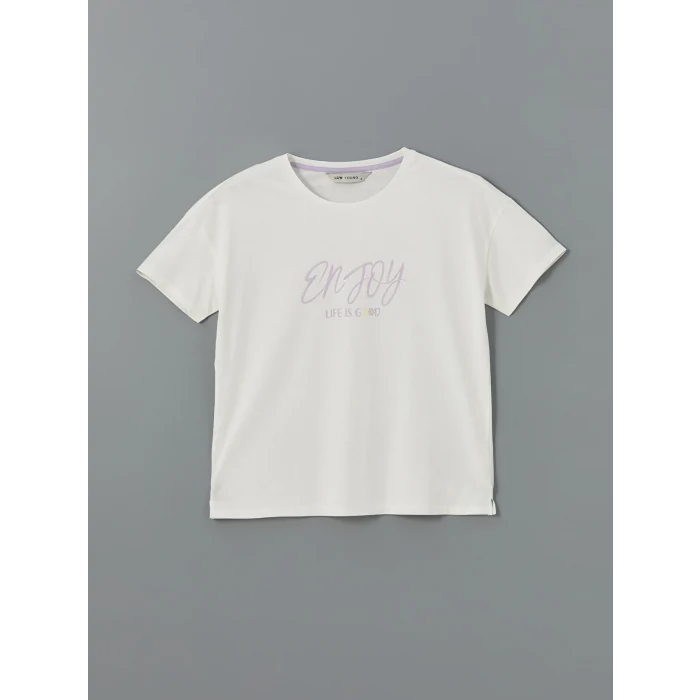 LCW Young LİLA Bisiklet Yaka Baskılı Kadın Pijama Takımı