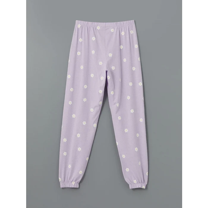 LCW Young LİLA Bisiklet Yaka Baskılı Kadın Pijama Takımı