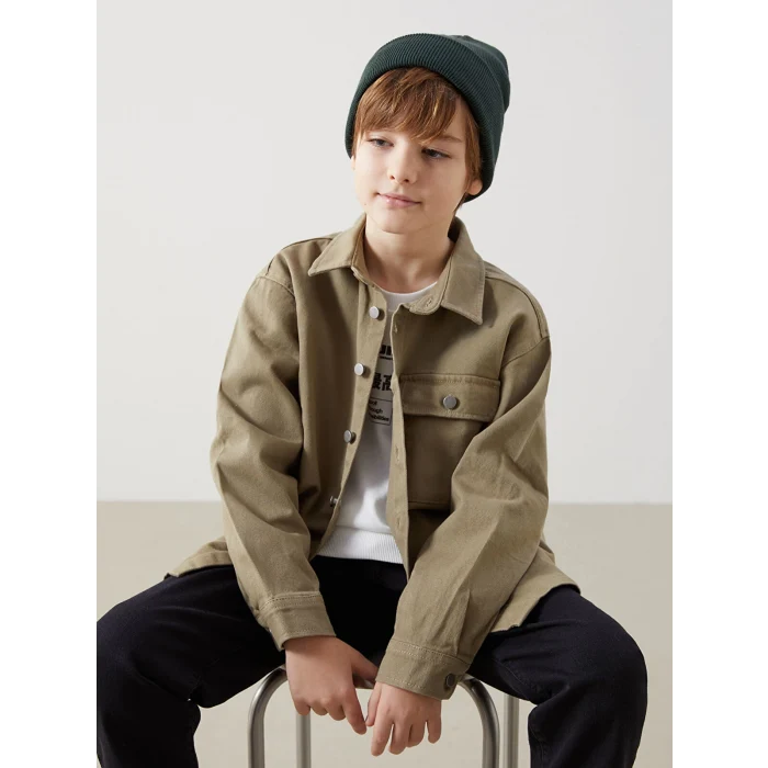 LCW Kids HAKİ Uzun Kollu Erkek Çocuk Gömlek Ceket