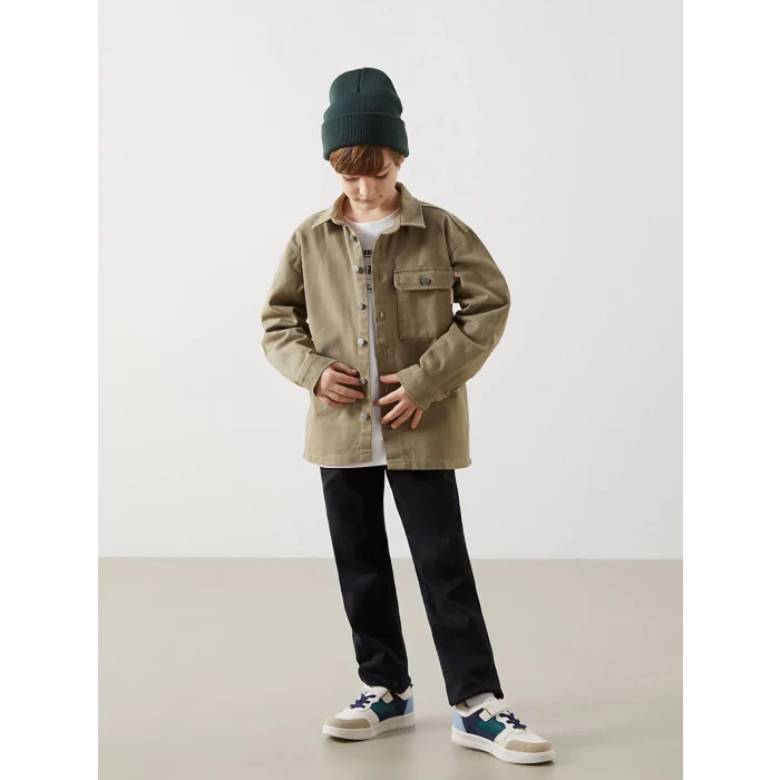 LCW Kids HAKİ Uzun Kollu Erkek Çocuk Gömlek Ceket
