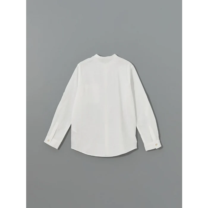 LCW Kids BEYAZ Hakim Yaka Keten Karışımlı Erkek Çocuk Gömlek