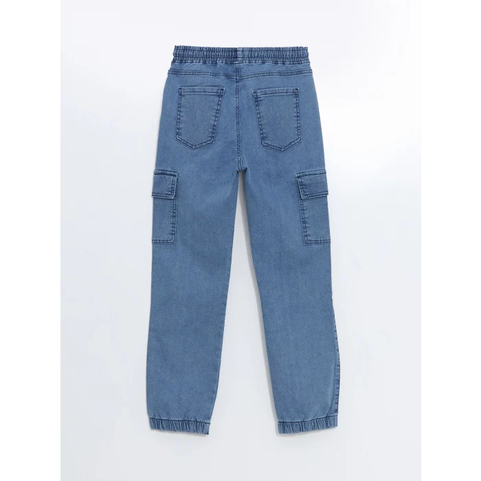 LCW Kids İNDİGO Beli Lastikli Erkek Çocuk Kargo Jean Pantolon