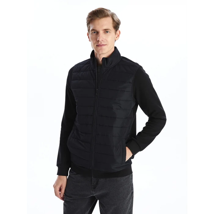 LCWAIKIKI Basic SİYAH Standart Kalıp Dik Yaka Erkek Mont