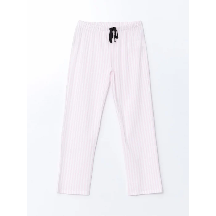 LCW DREAM EKRU Gömlek Yaka Çizgili Kadın Pijama Takımı