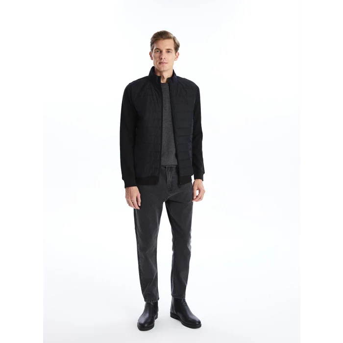 LCWAIKIKI Basic SİYAH Standart Kalıp Dik Yaka Erkek Mont