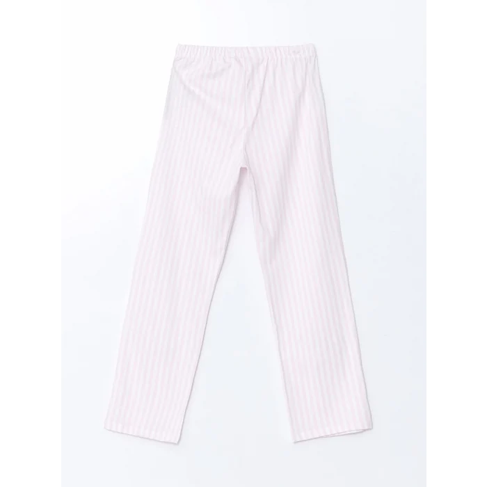 LCW DREAM EKRU Gömlek Yaka Çizgili Kadın Pijama Takımı