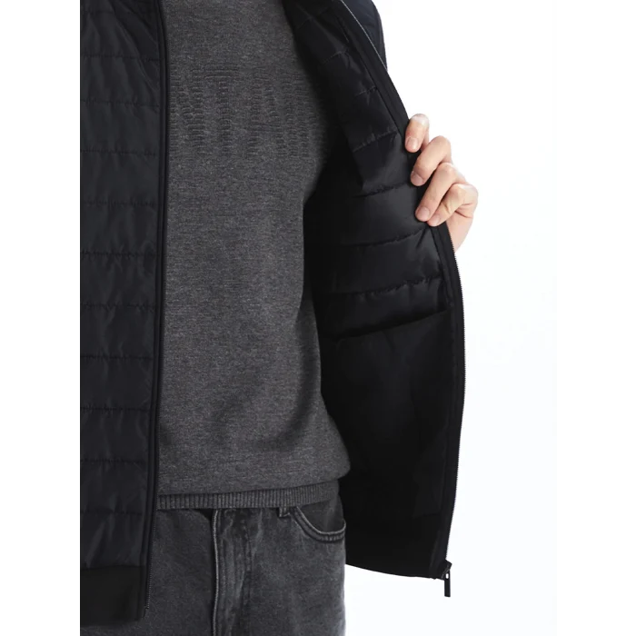 LCWAIKIKI Basic SİYAH Standart Kalıp Dik Yaka Erkek Mont