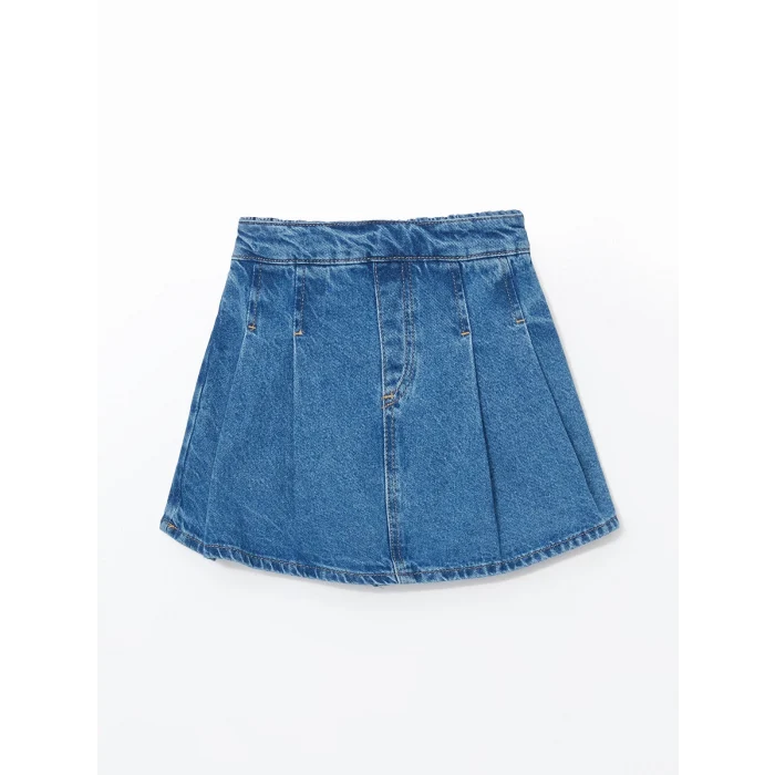LCW Kids İNDİGO Beli Lastikli Kız Çocuk Jean Şort Etek
