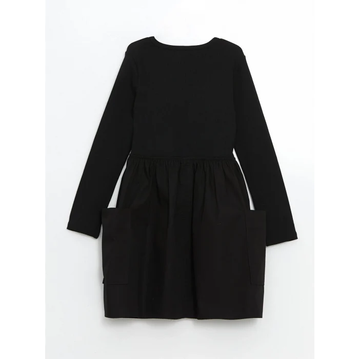 LCW Kids SİYAH Bisiklet Yaka Kız Çocuk Elbise
